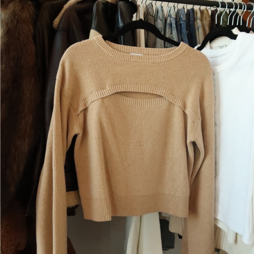 princess polly nami cut out sweater, xs/s, brown